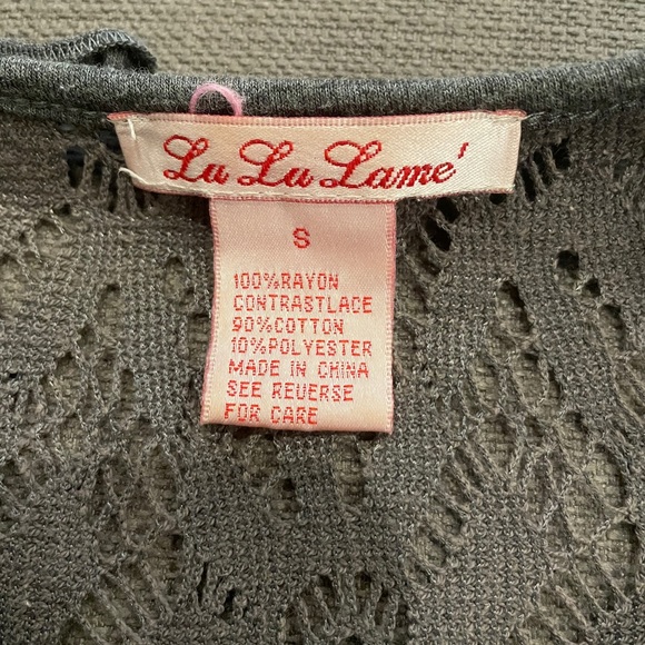 Anthropologie gray lace and pom pom shirt - Picture 6 of 6